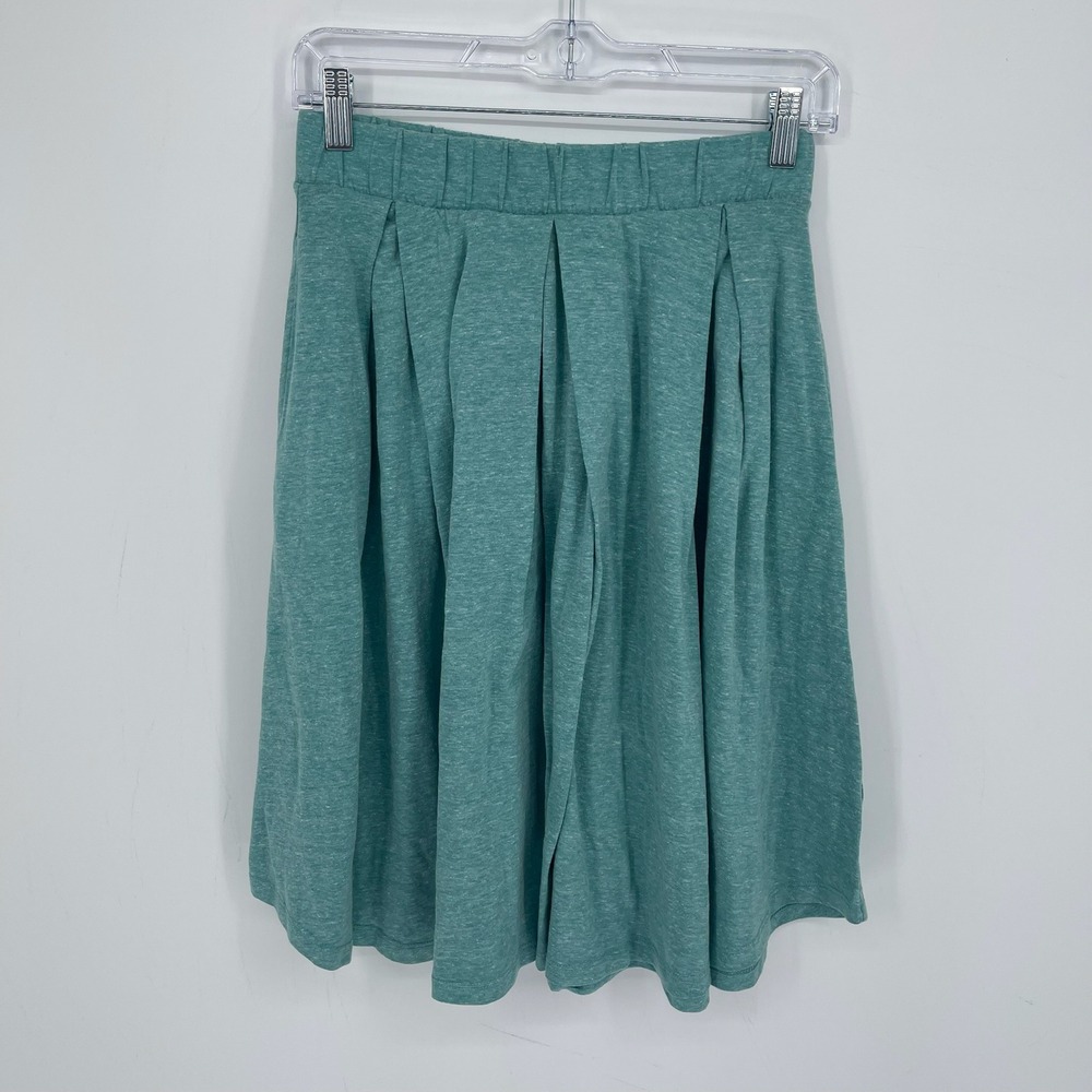 LuLaRoe Women's Green Maddison Pleated Elastic Waist Flare Midi Skirt Size XS‎